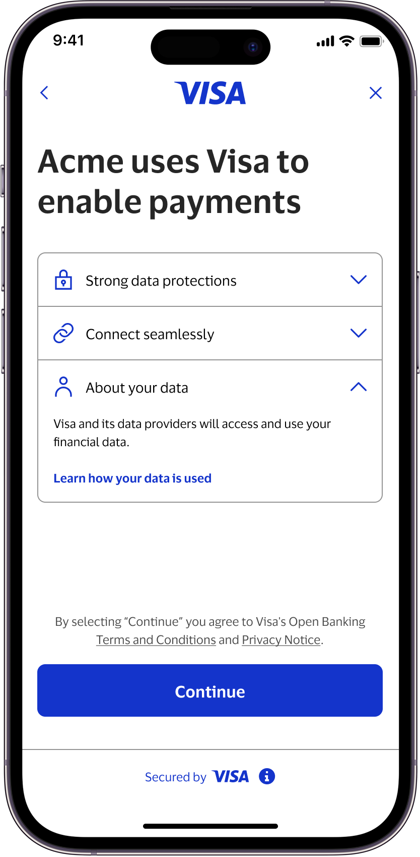 Consent screen